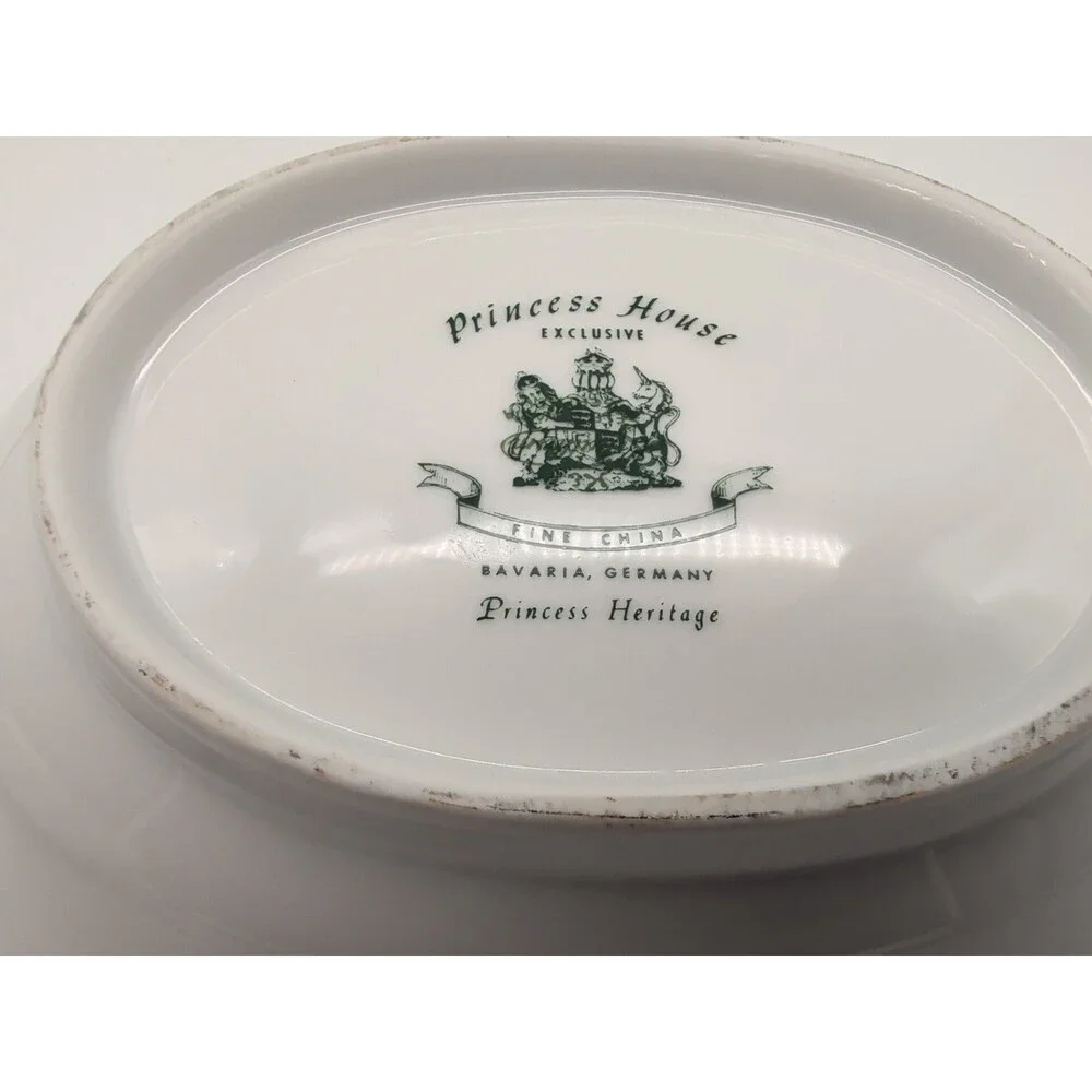 Princess House Heritage Fina China Rectangular Serving Bowl Gold Rim Bavaria